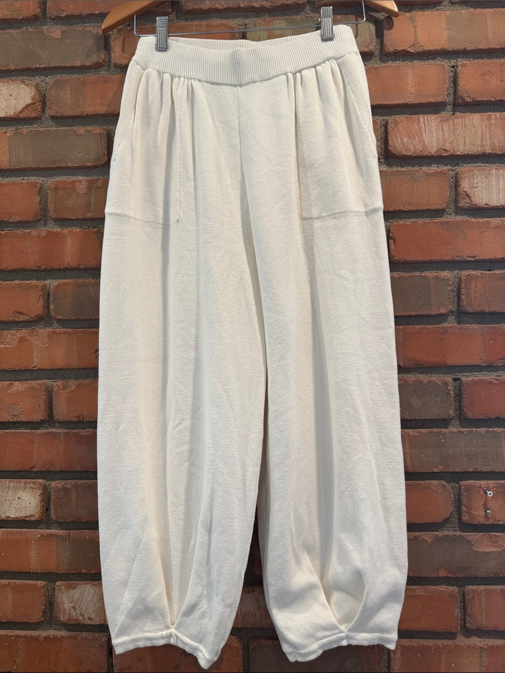 Free people dupe Cream Knit Balloon Pants